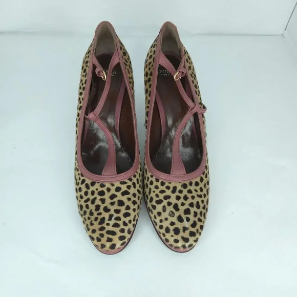 Furla Mary Jane Leopard Print Pony Hair Leather Heels size 9 - Picture 7 of 7